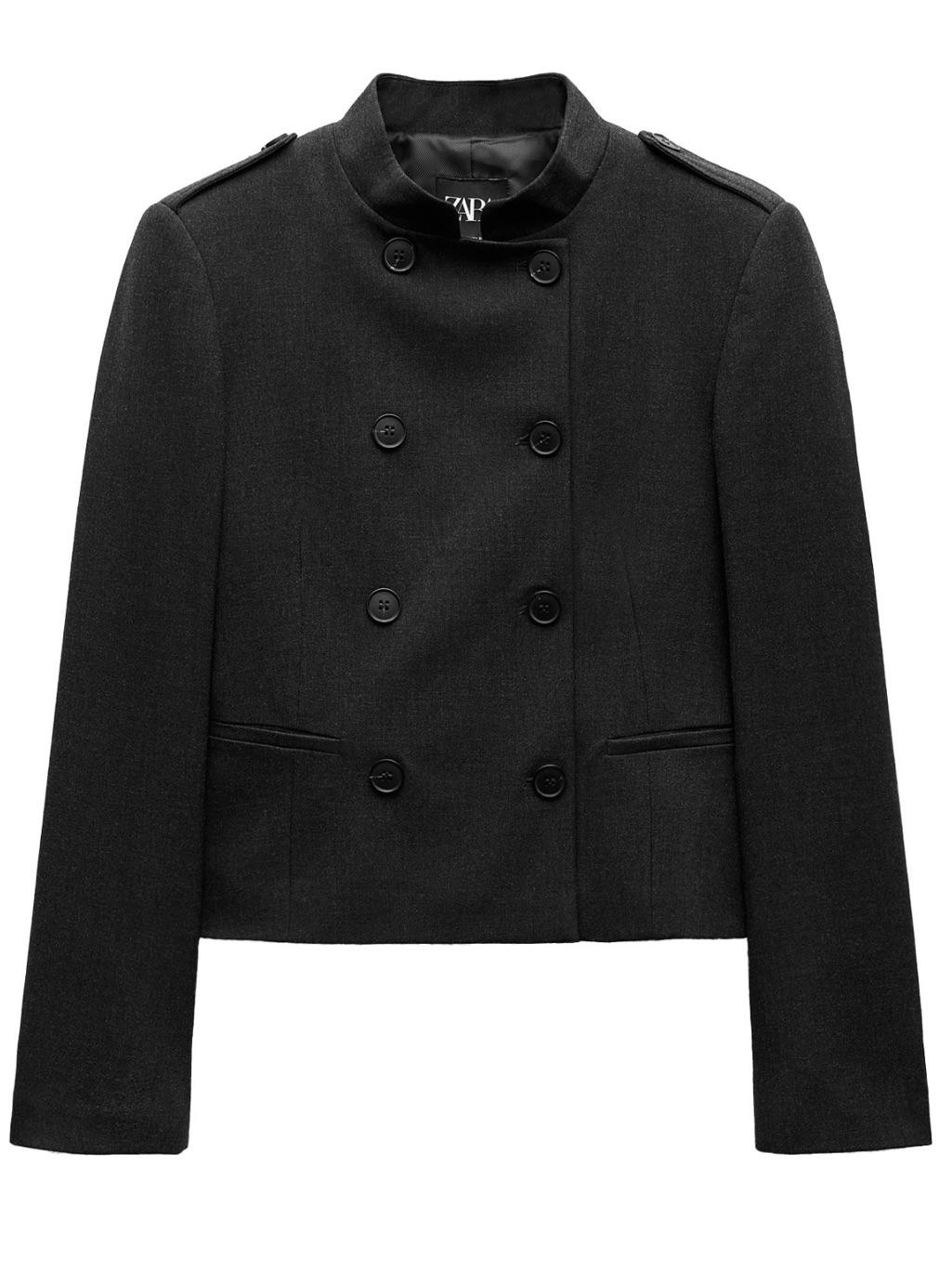 Nwt Zara Double Breasted Military Style Button Front Jacket Dark Gray Medium